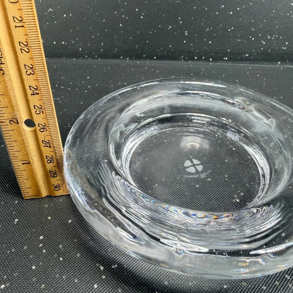 Simon Pearce Clear Glass Wine Bottle Coaster Votive Dish Bowl Thick Heavy Glass